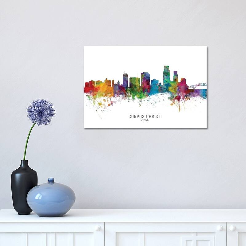 iCanvas "Corpus Christi Texas Skyline" by Michael Tompsett Canvas Print - 12x18x1.5