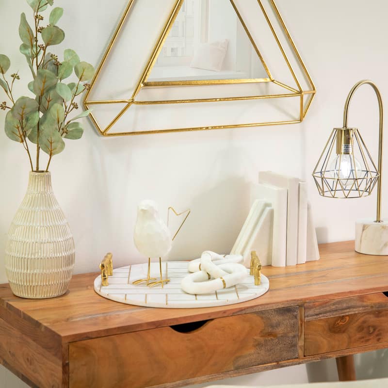 Sagebrook Home Neutral Glam 8" Ceramic White and Gold Bird Statue Figurine - 6.5" x 3.4" x 8" - White - 6.5" x 3.4" x 8"