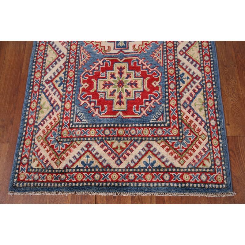 Blue Kazak Foyer Rug Handmade Wool Carpet - 2'6" x 4'4"
