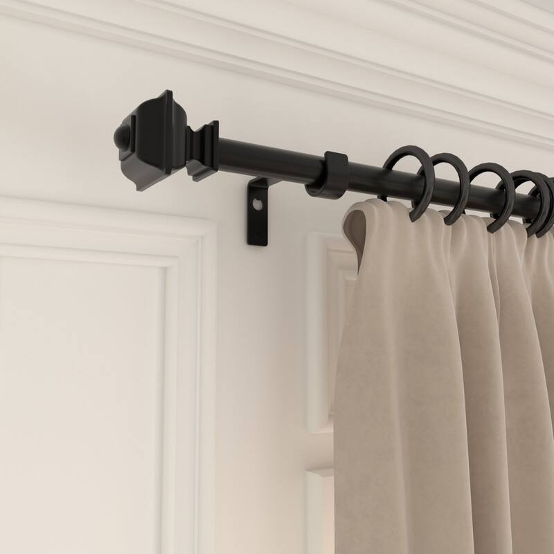 Acroma Streamlined Adjustable Curtain Rod Black - 48 to 84 inches