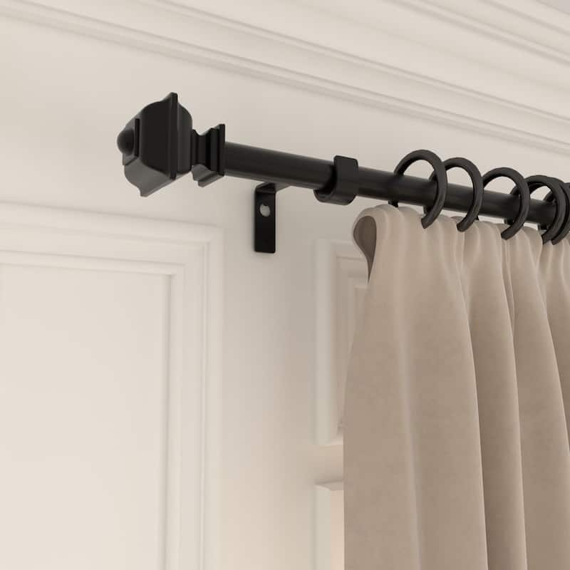 Acroma Streamlined Adjustable Curtain Rod Black - 84 to 120 inches