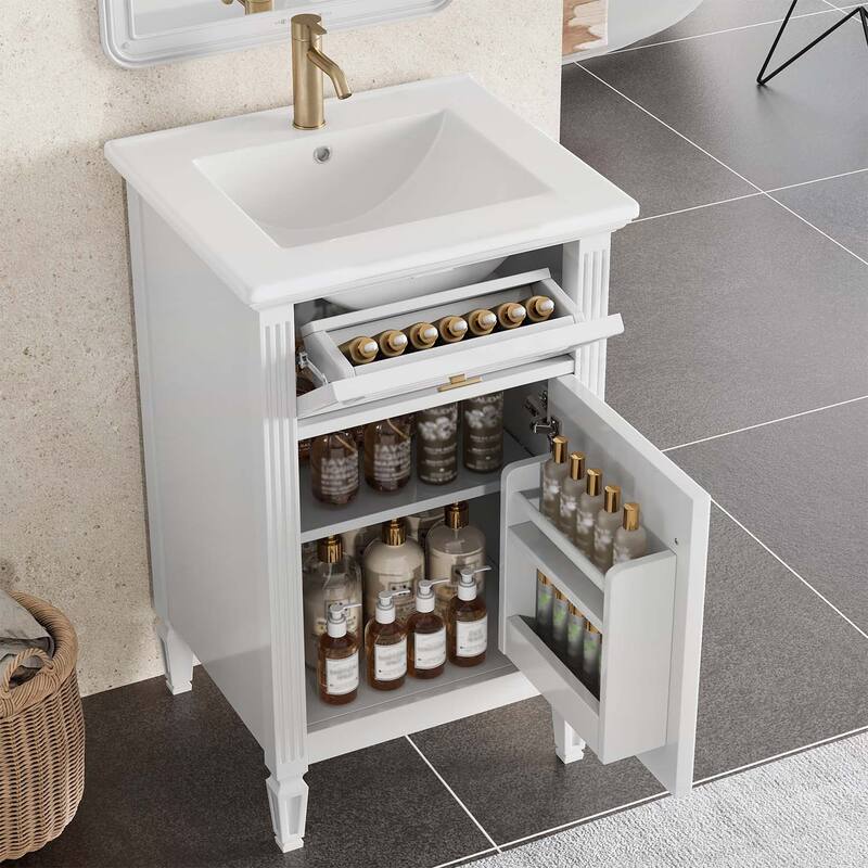 Freestanding Vanity Set with Adjustable Shelf,Tilt-Out Drawer