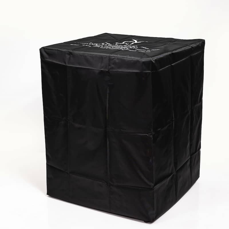 22inch Wicker Fire Pit Column with Glass Wind Guard,Dark Brown