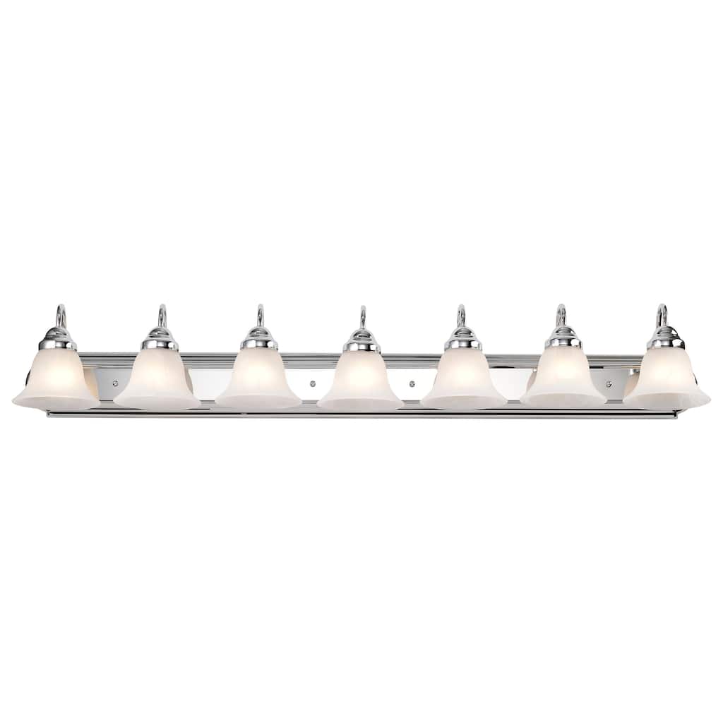 Ballerina - 7 Light Vanity - Polished Chrome Finish with Alabaster Glass - Polished Chrome