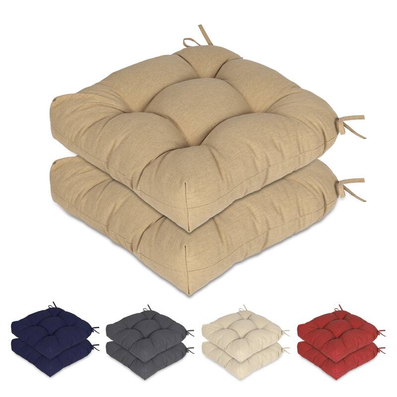 Aoodor 19-inch Tufted Outdoor/Indoor Chair Cushions, Set of 2 - 19"x19"x5"