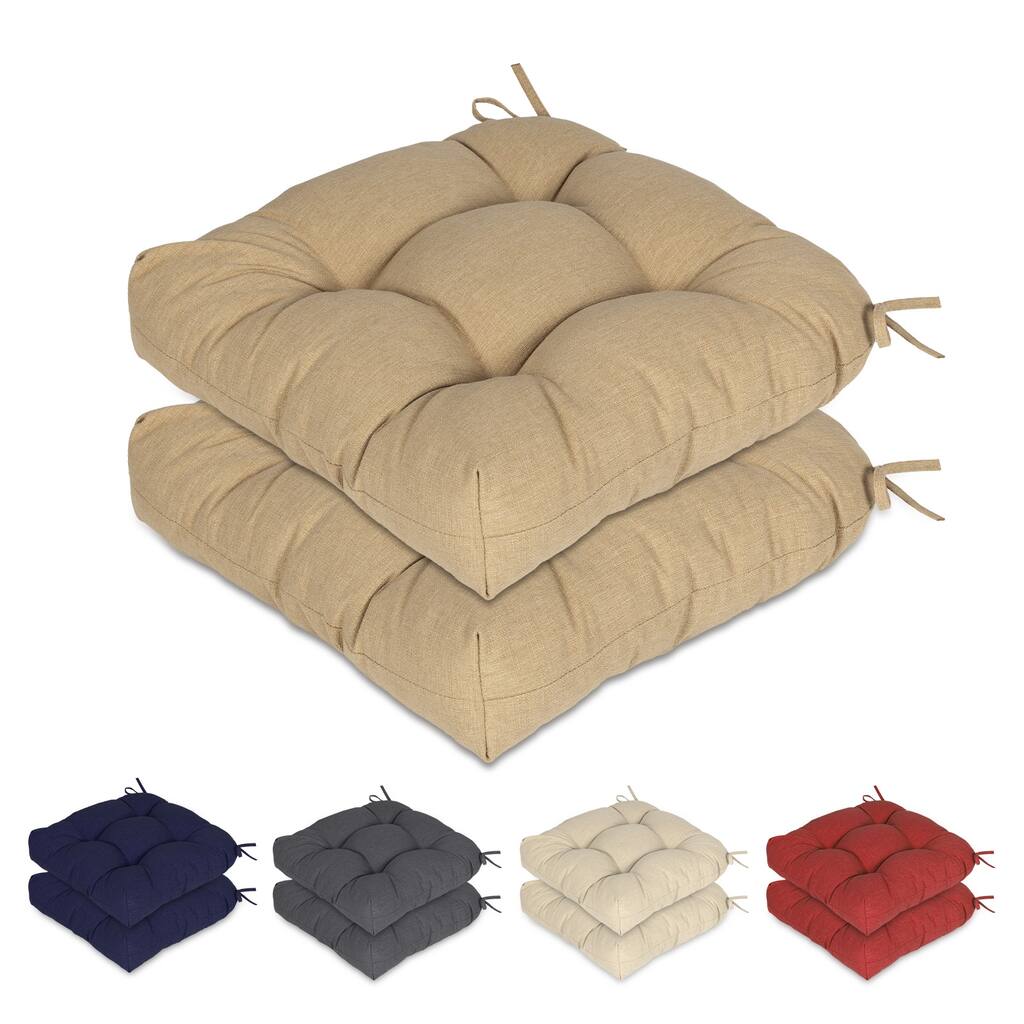 Aoodor 19-inch Tufted Outdoor/Indoor Chair Cushions, Set of 2 - 19"x19"x5"