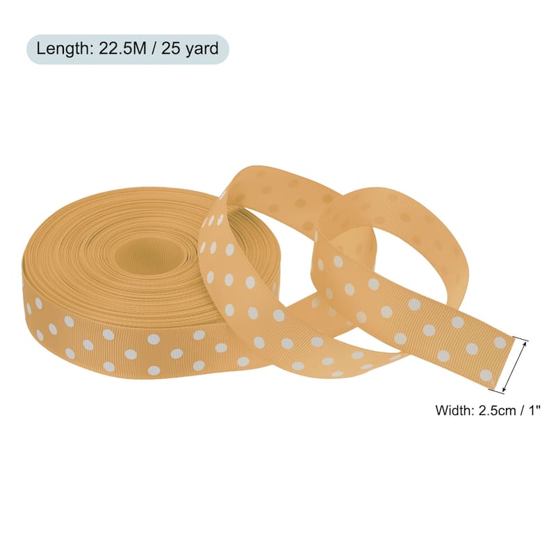 Grosgrain Ribbons with Dots Ribbon Bow Decoration - Gold - 25 Yards 1 Inch