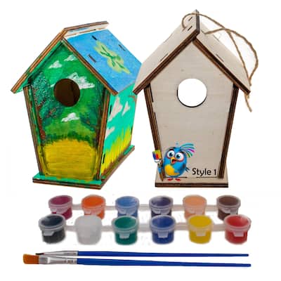 DIY Birdhouse Homemade Wooden - Build Your Own Bird House w/ Easy Painting Kit