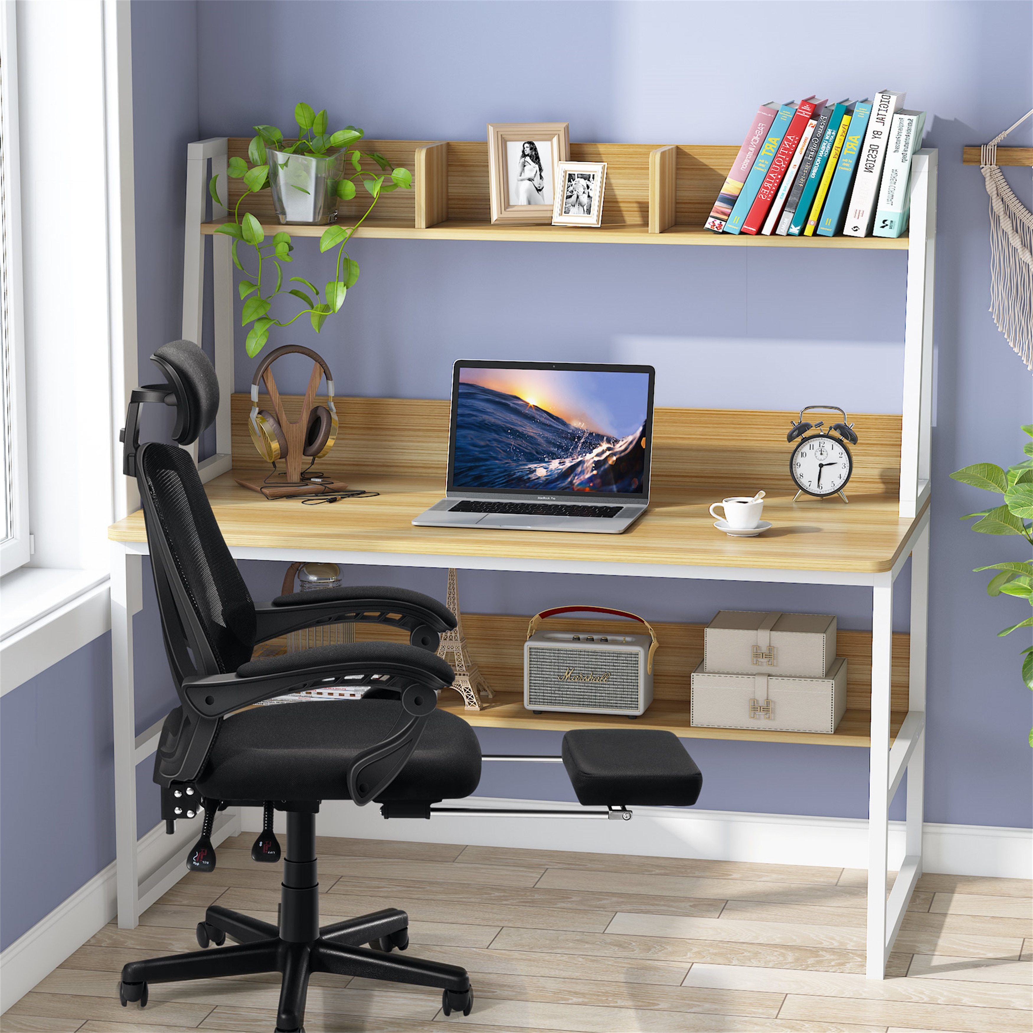 47 Inches White Computer Desk with Hutch, Home Office Desks with 2 Drawers  Storage - Bed Bath & Beyond - 33322682