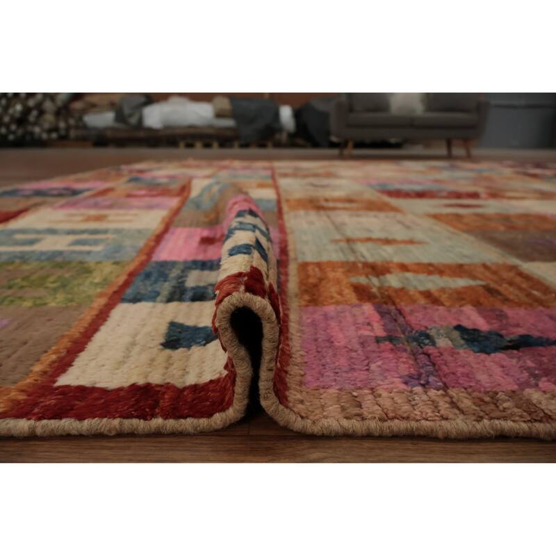 Hand Knotted Oriental 100% Wool Carpet Modern All-Over Multi-Colored Moroccan Area Rug - 17' 5'' X 12' 4''