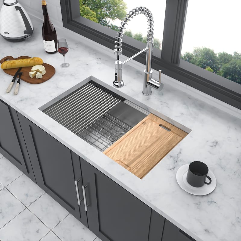 Undermount 16 Gauge Single Bowl Stainless Steel Kitchen Sink in Brushed Nickel