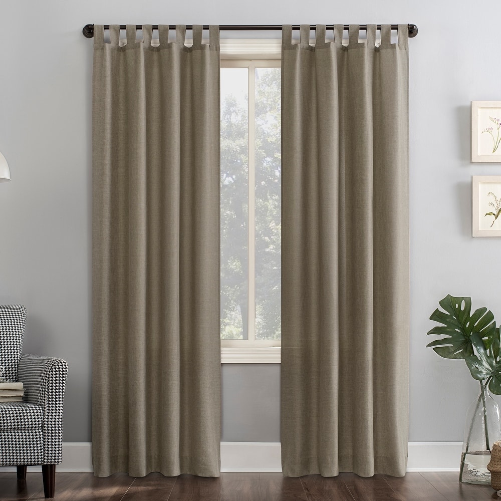 No. 918 Jacob Heathered Texture Semi-Sheer Tab Top Curtain Panel, Single Panel