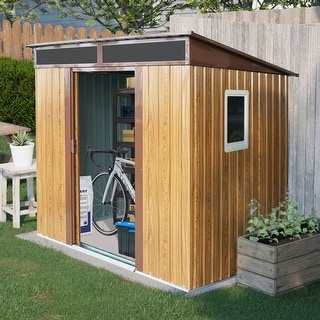 6ft x5ft Outdoor Metal Storage Shed with Window and Transparent Plate