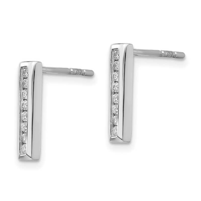 Curata 925 Sterling Silver Polished Post Earrings White Ice Diamond Earrings - 13x3mm Wide