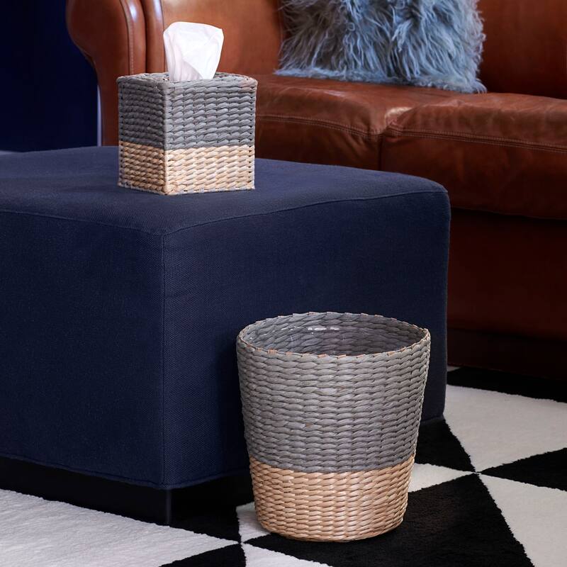 Household Essentials 3-Piece Wicker Bath Accessory Set, Natural