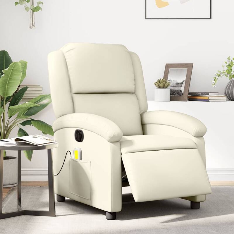 vidaXL Recliner Chair Wingback Armchair for Home Theater Cinema Faux Leather - Cream 1