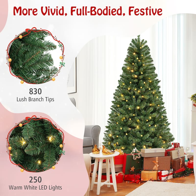Gymax 6/7/8 FT Christmas Tree w/568/830/1182 PVC Branch Tips - See Details