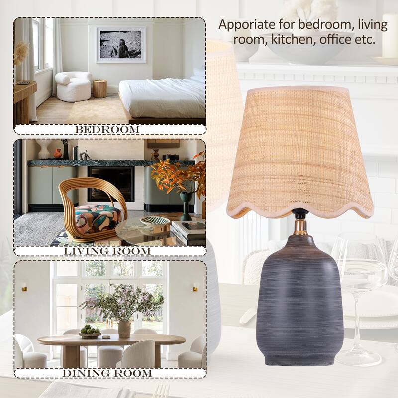 Traditional Ceramic Woven Table Lamp for Living Room