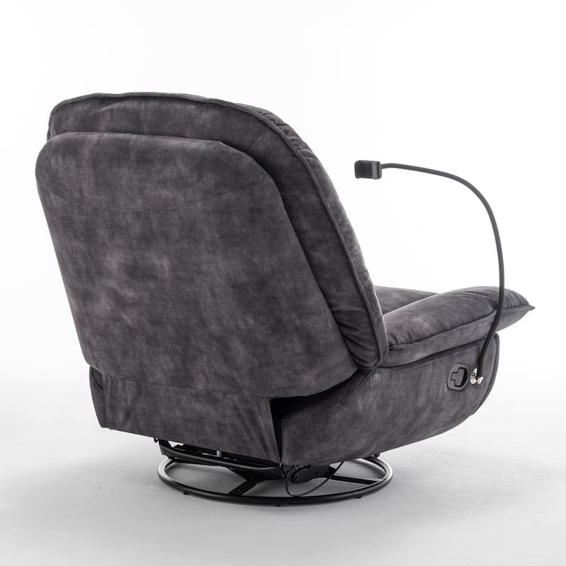 Velvet Oversized Recliner Chair with Rocking, Swivel, Removable Phone Holder, and Soft Cotton Padding