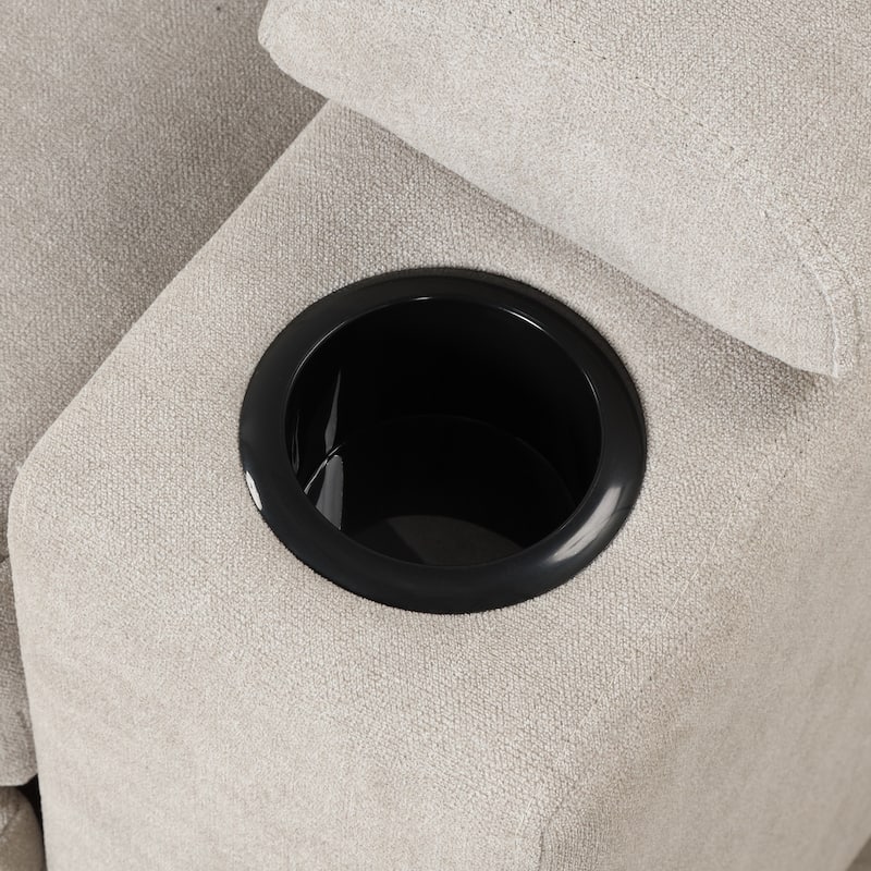 Beige 84.75" L-Shaped 5-Seat Sleeper Sofa with Storage