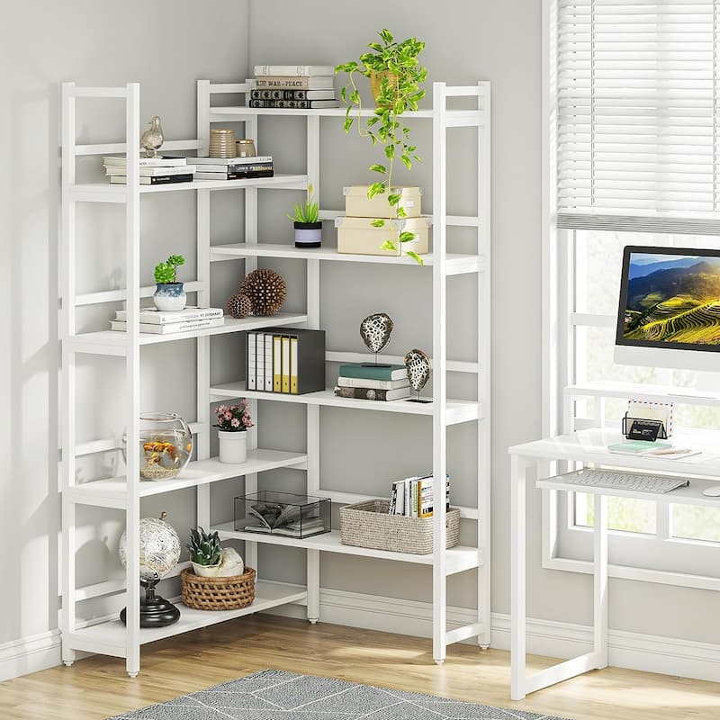 70.8 Inch Corner Bookshelf, 8-Tier Industrial Bookcase