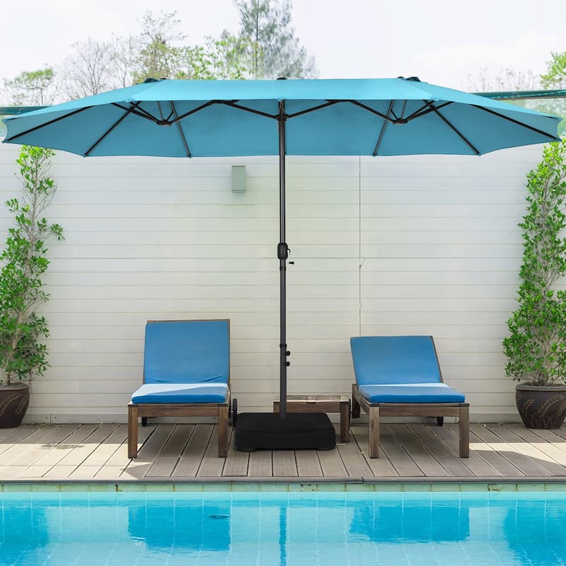 15FT Double Sided Patio Umbrella Outdoor Market Umbrella with Base