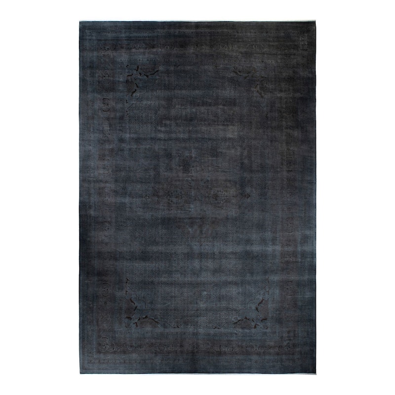 Overton Handknotted Wool Vintage Inspired Contemporary Overdyed Light Gray Area Rug - 18' 4" x 12' 5"