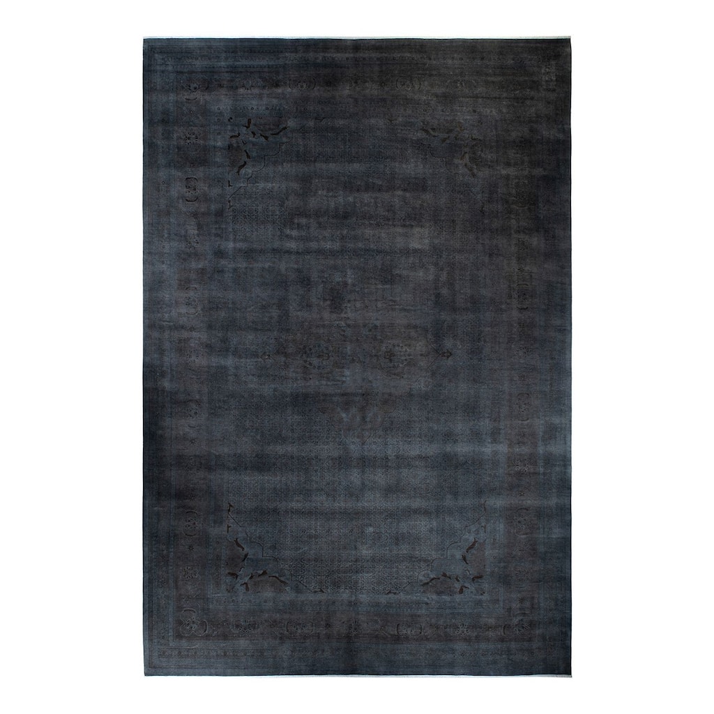 Overton Handknotted Wool Vintage Inspired Contemporary Overdyed Light Gray Area Rug - 18' 4" x 12' 5"