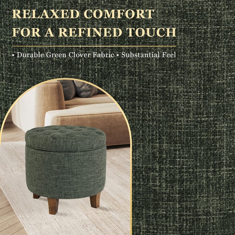 Carson Carrington Hare Button-tufted Round Storage Ottoman