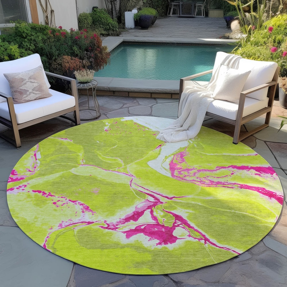 Machine Washable Indoor/ Outdoor Modern Abstract Chantille Rug