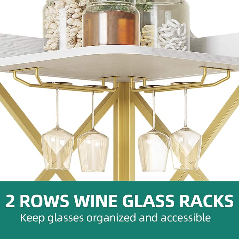 Moasis 5-Tiers Corner Bar Cabinet with Glass & Wine Holder Liquor Cabinet Storage