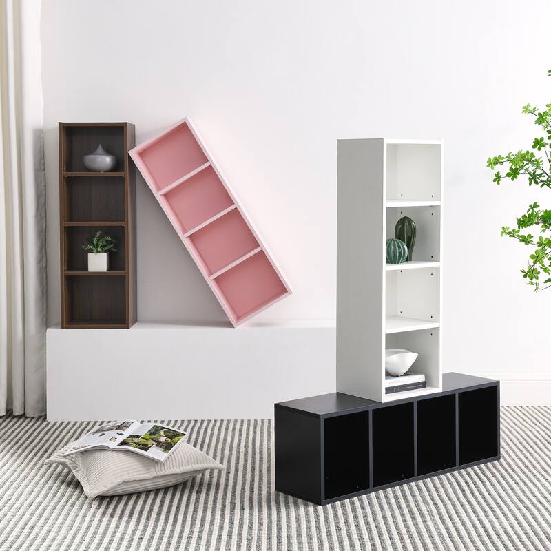 Roomfitters 8-Tier Tall Narrow Bookcase with Adjustable Shelves, Slim Storage Tower for Books, CDs, DVDs, and Décor