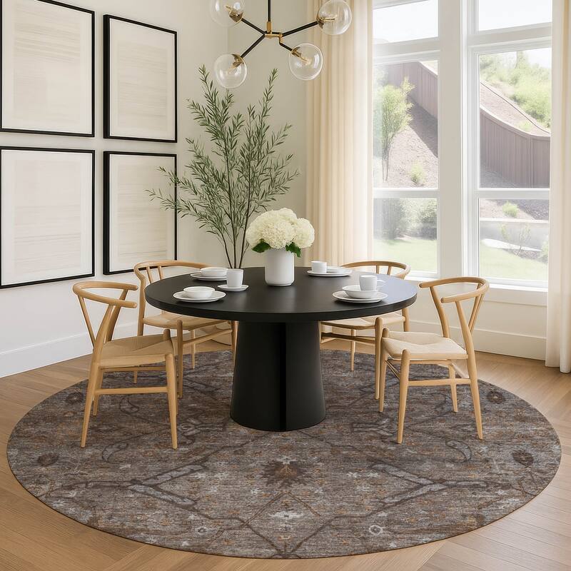 Machine Washable Indoor/ Outdoor Boho Global Chantille Rug