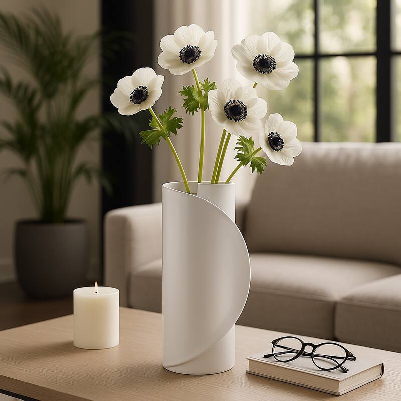 Modern Table Vase with Sculptural Curved Wrap Design