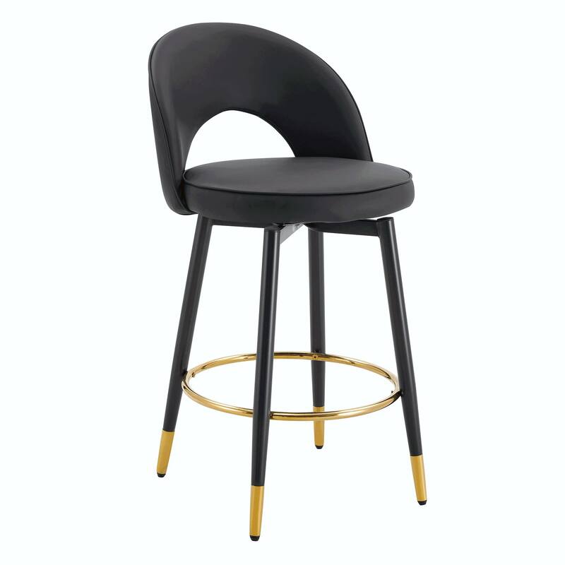 360° Rotatable Bar Chair with Modern PU Upholstery and Metal Legs