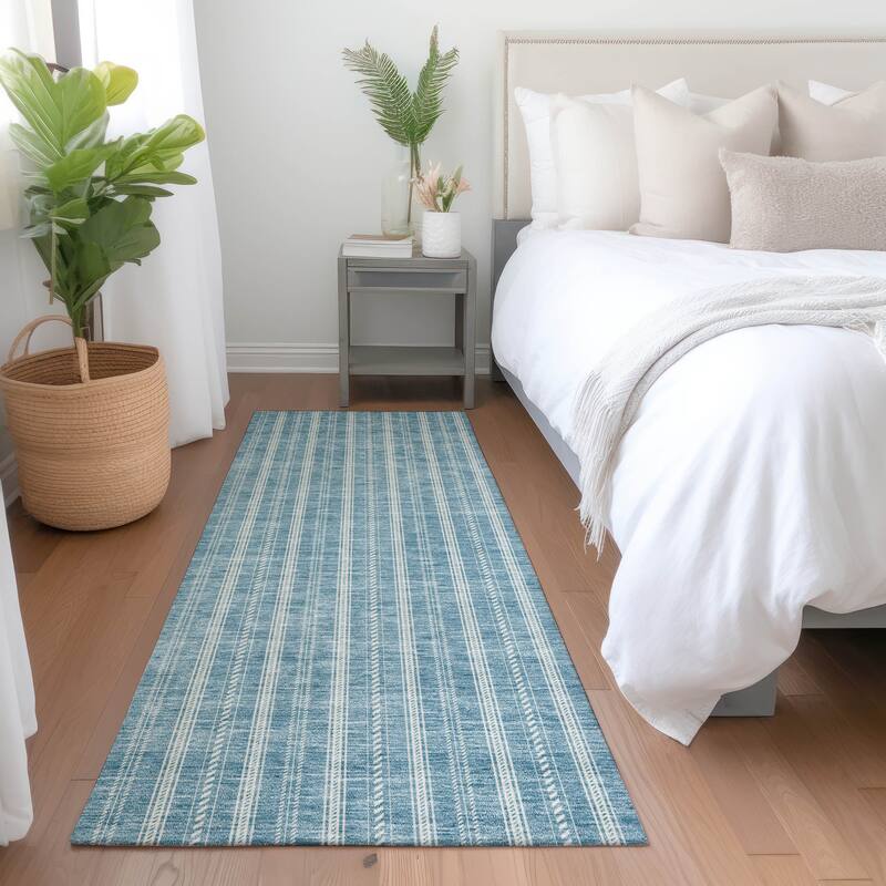 Premium Washable Super Soft Stripe Mayfield Rug - Teal - 2'3" x 7'6"