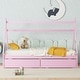 preview thumbnail 1 of 22, Twin Size House Platform Bed with Two Drawers Pink