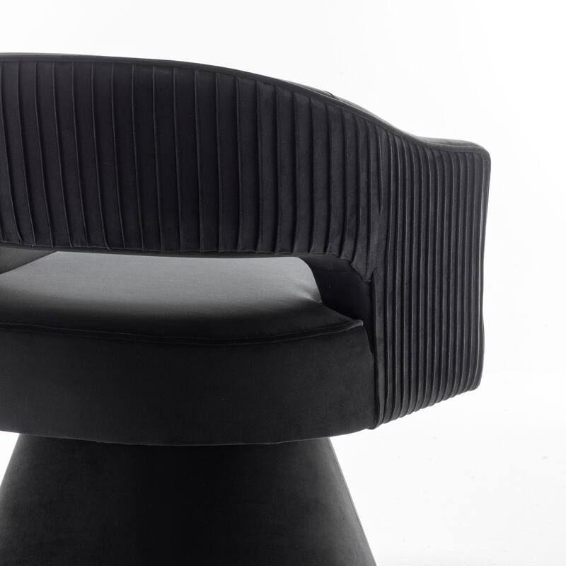 SEYNAR Modren Velvet Living Room Swivel Arm Barrel Chair with Tufted Back