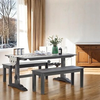 5-Piece Retro Functional Dining Set with 1 Extendable Dining Table and ...