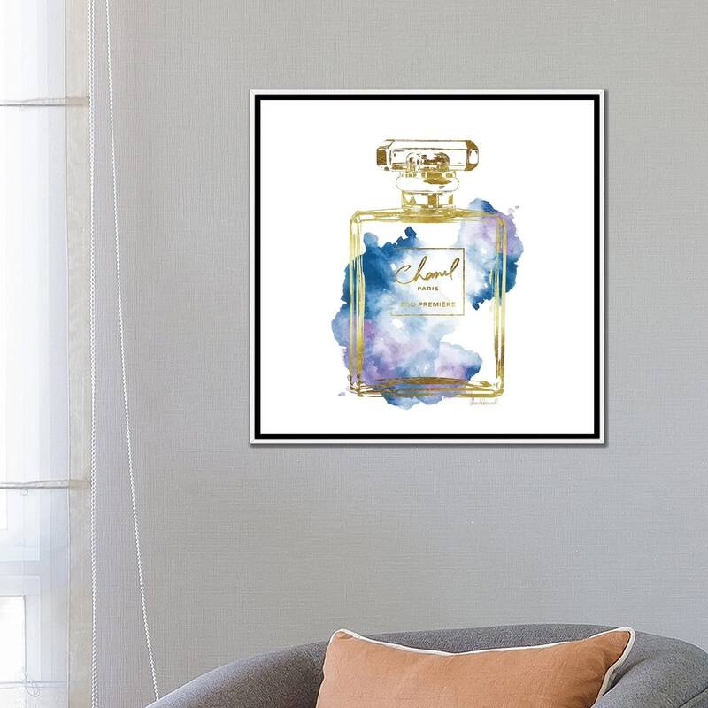 iCanvas "Gold And Blue Perfume Bottle" by Amanda Greenwood Framed Canvas Print