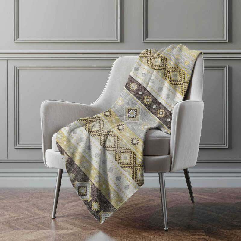 Premium Machine Washable ASB118 Boho Global Sherpa Throw Blanket