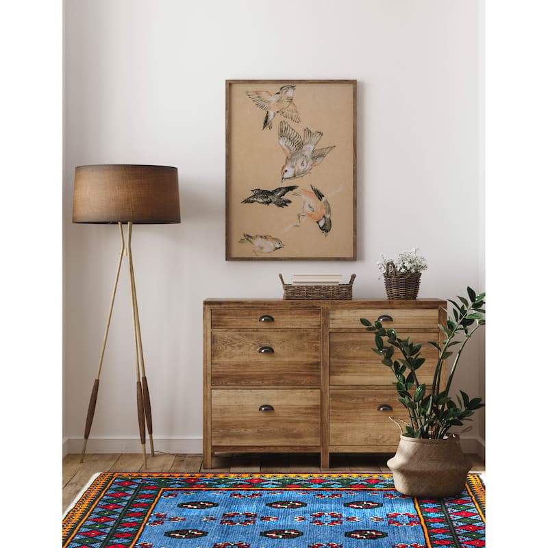 ECARPETGALLERY Hand-knotted Afghan Blue Wool Rug - 2'8 x 3'11