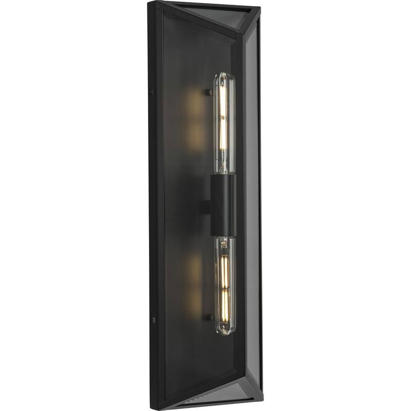 Bristol Collection Two-Light Black Modern Farmhouse Large Outdoor Wall Lantern - 7.5 in x 4.62 in x 24 in