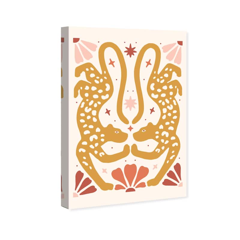 Wynwood Studio Canvas Animals Feline Touch Reflection Brown and Ochre Modern & Contemporary Wall Art Canvas Print