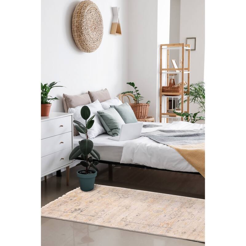 ECARPETGALLERY Hand-knotted Modern Oushak Light Grey Wool Rug - 2'5 x 8'1