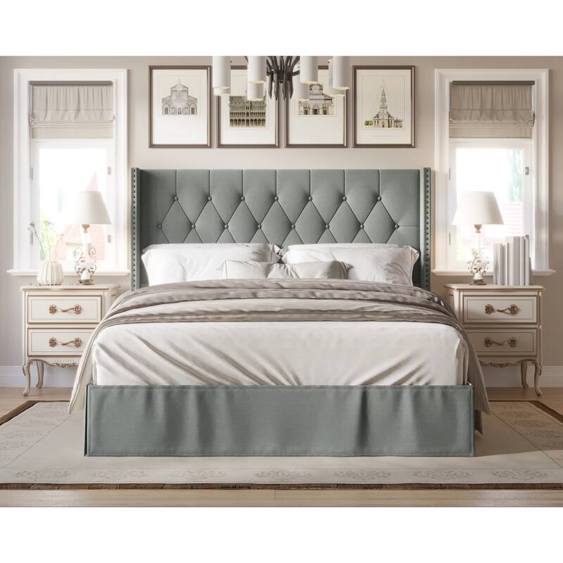 Billy Tufted Upholstered Panel Bed - Grey - Queen