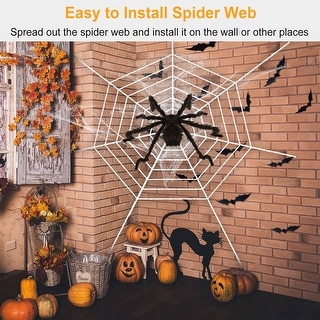 49-inch Scary Halloween Spider with 126-inch Stretching Tarantula Web ...