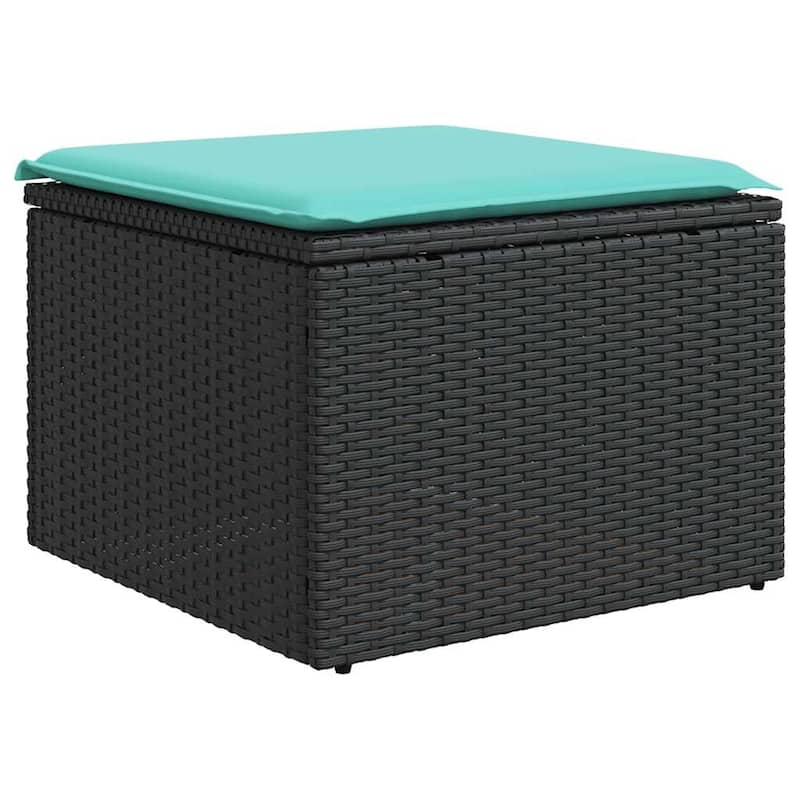 vidaXL Patio Sofa Set with Cushions Table and Couches 9 Piece Poly Rattan - 24.4" x 24.4" x 27.2"