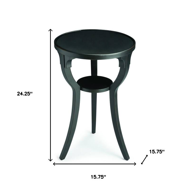 HomeRoots 24" Black Manufactured Wood Round End Table With Shelf - 15.75' X '24.25' X '15.75