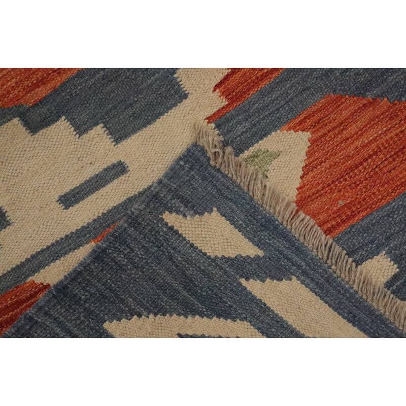 Hand Woven Oriental 100% Wool Carpet Southwestern Modern Multi-Colored Kilim Area Rug - 6' 6'' X 4' 10''